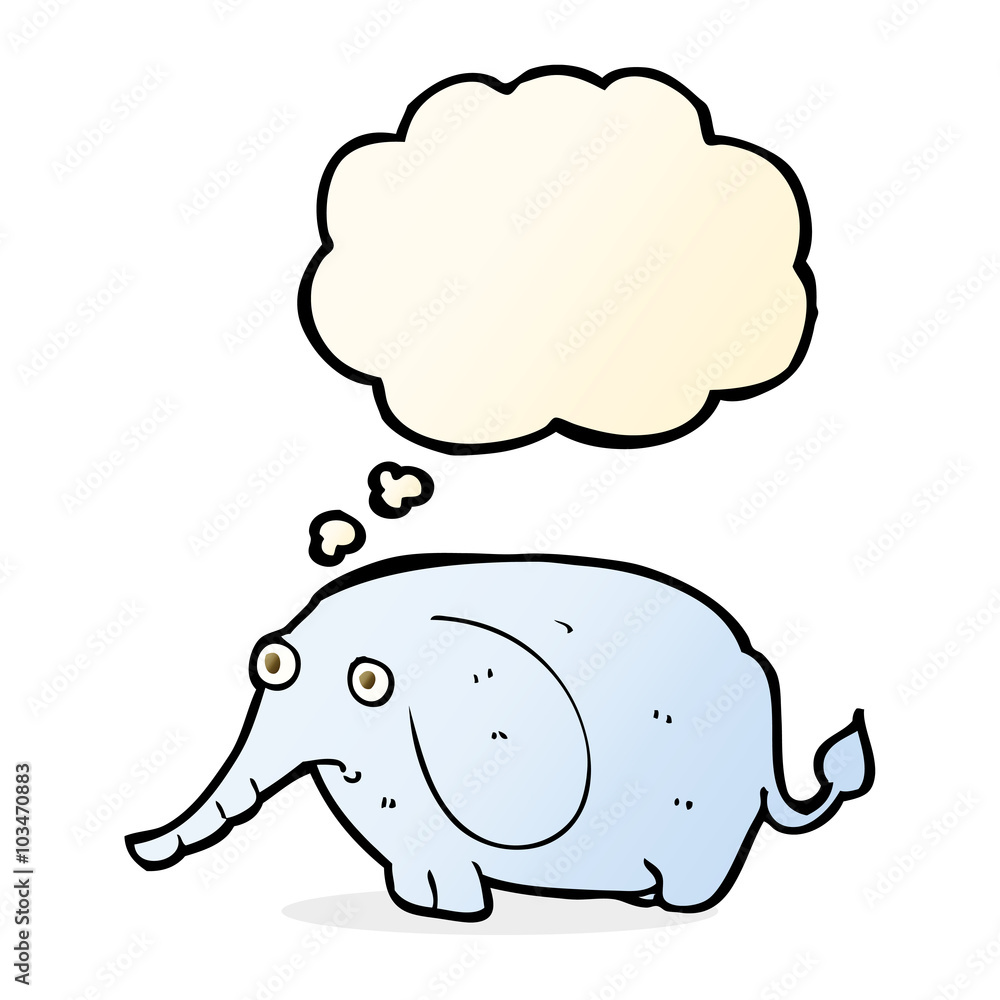 cartoon sad little elephant with thought bubble cartoon sad little elephant with thought bubble