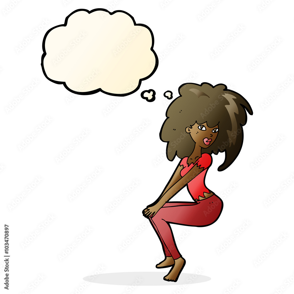 cartoon woman with big hair with thought bubble cartoon woman with big hair with thought bubble