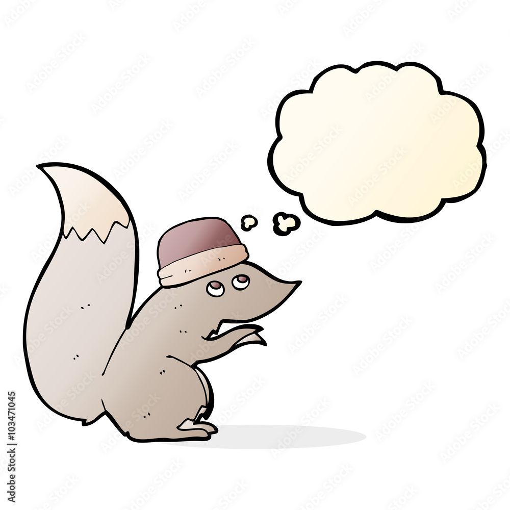cartoon squirrel wearing hat with thought bubble cartoon squirrel wearing hat with thought bubble