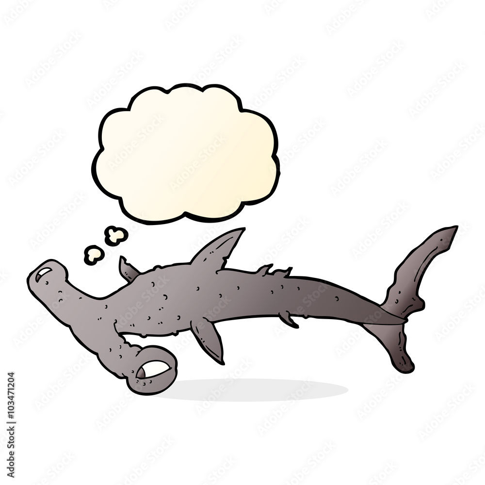 cartoon hammerhead shark with thought bubble cartoon hammerhead shark with thought bubble