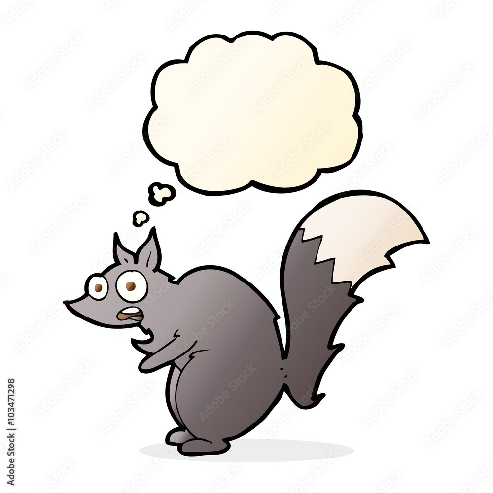 funny startled squirrel cartoon with thought bubble