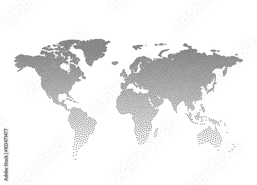 Black Dotted world map. Vector illustration
