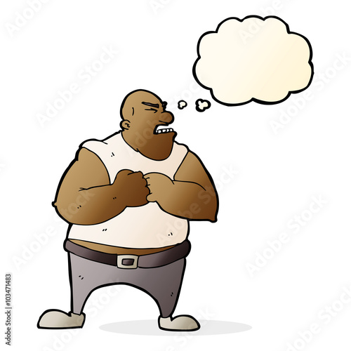 cartoon violent man with thought bubble