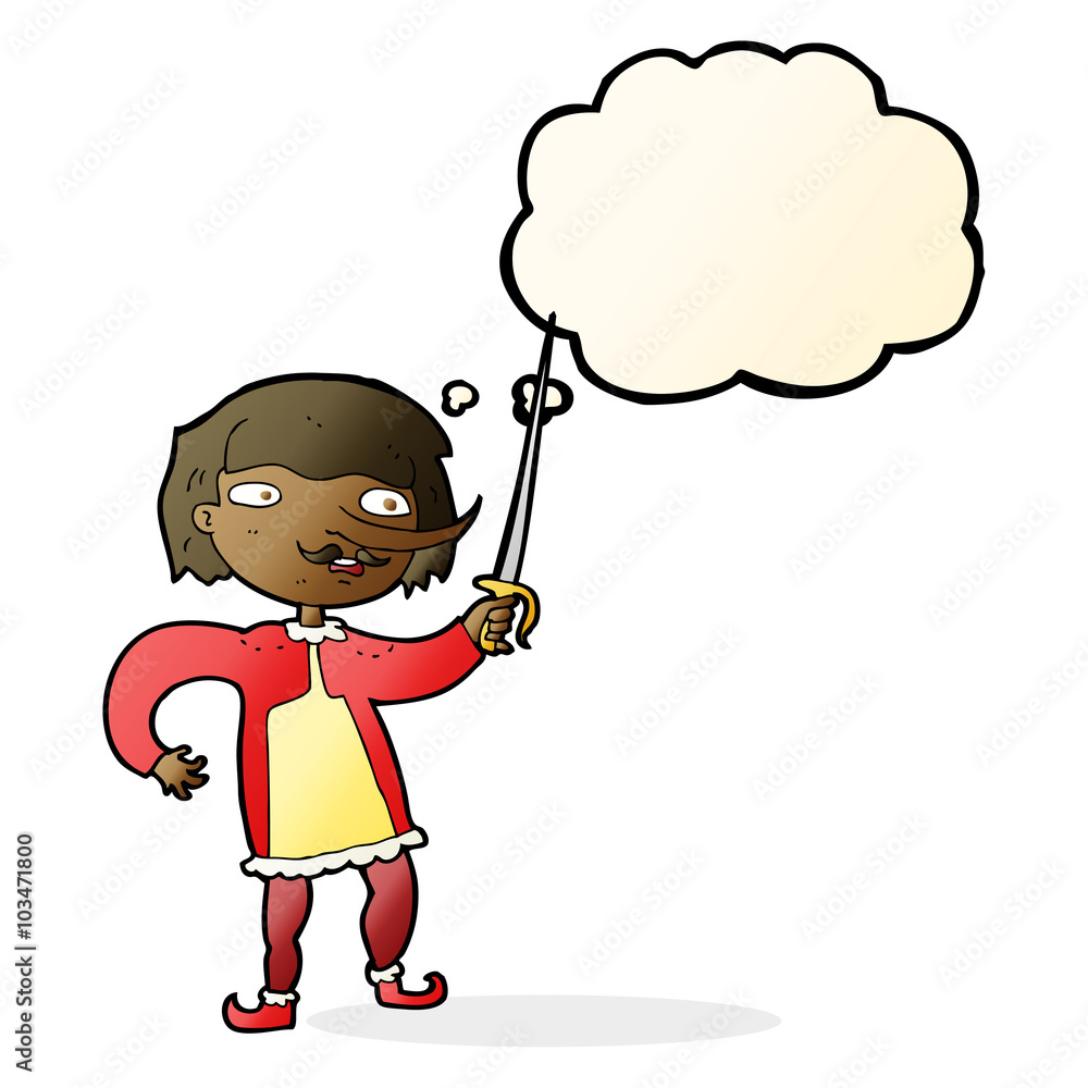 cartoon man with sword with thought bubble cartoon man with sword with thought bubble