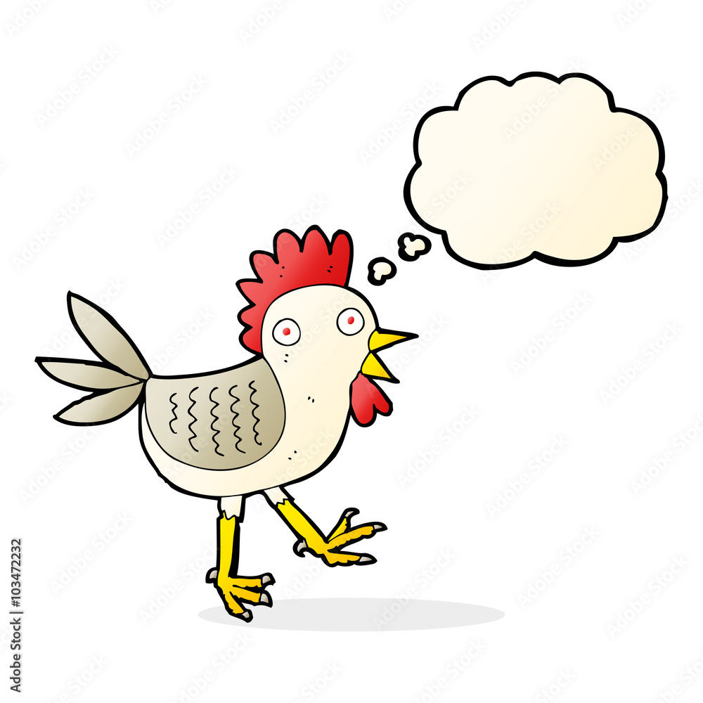 funny cartoon chicken with thought bubble funny cartoon chicken with thought bubble