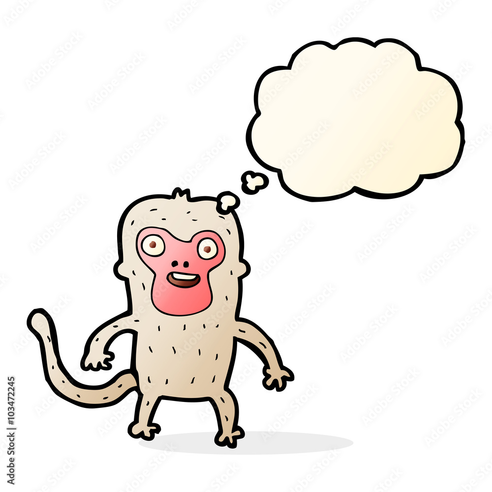 cartoon monkey with thought bubble