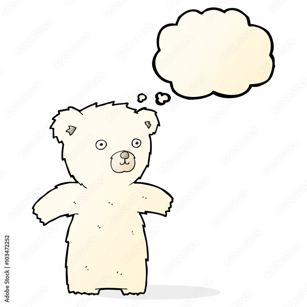 cute cartoon polar bear with thought bubble cute cartoon polar bear with thought bubble