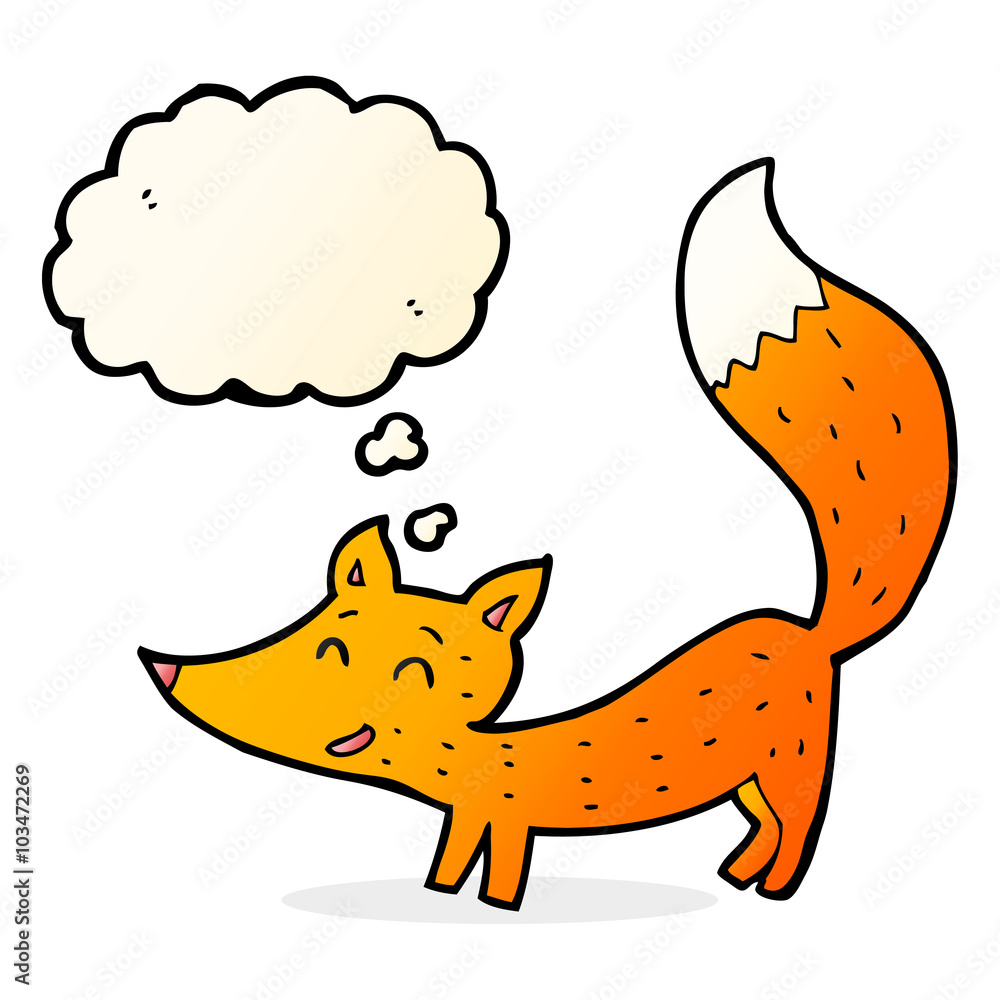 cartoon little fox with thought bubble cartoon little fox with thought bubble