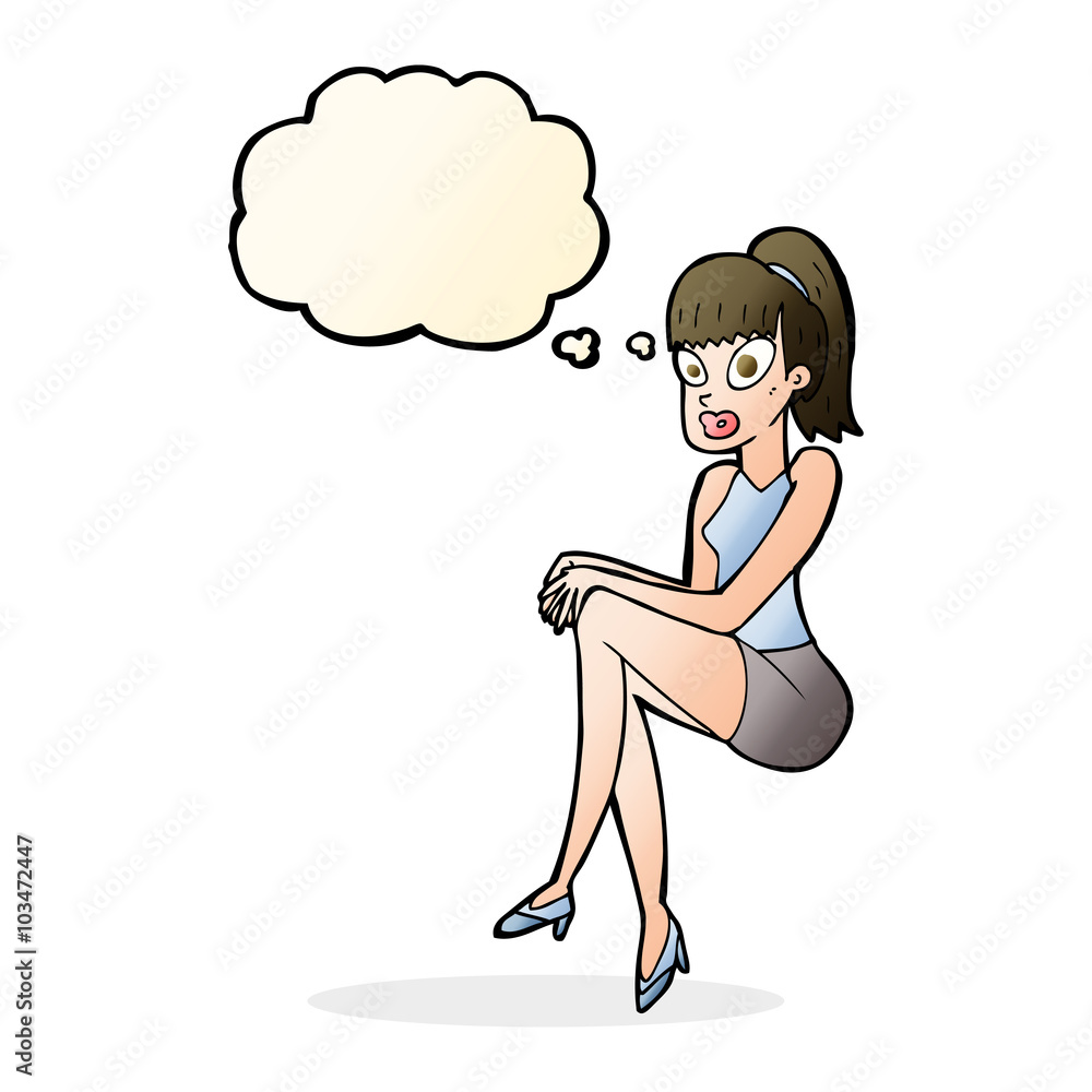 cartoon pretty woman with thought bubble cartoon pretty woman with thought bubble