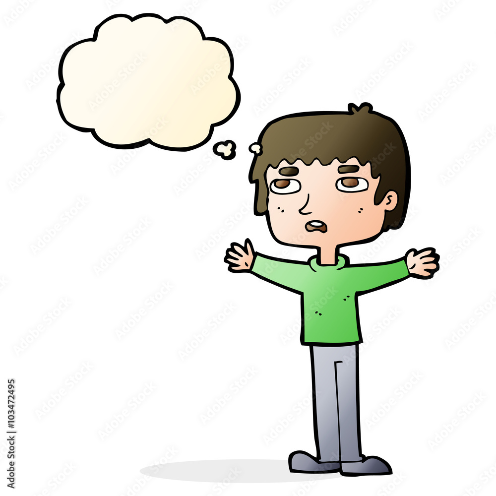 cartoon nervous man with thought bubble cartoon nervous man with thought bubble