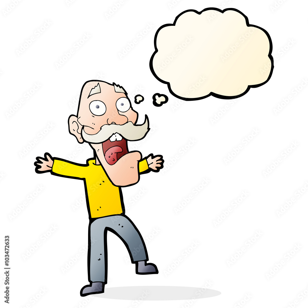 cartoon shocked old man with thought bubble cartoon shocked old man with thought bubble