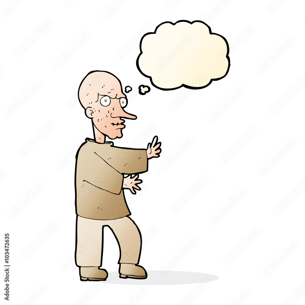 cartoon mean looking man with thought bubble cartoon mean looking man with thought bubble