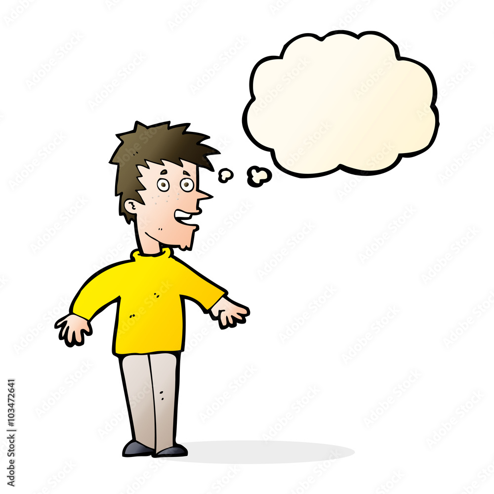 cartoon happy boy with thought bubble cartoon happy boy with thought bubble