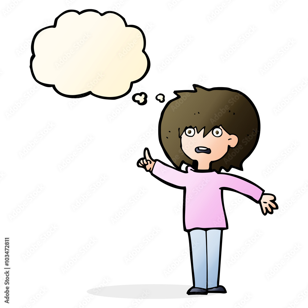 cartoon woman asking question with thought bubble cartoon woman asking question with thought bubble