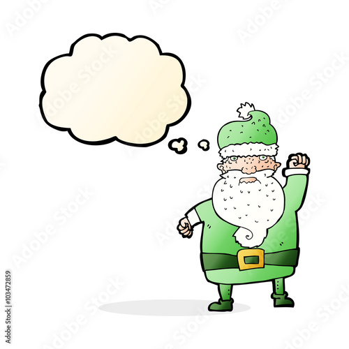 cartoon angry santa claus with thought bubble