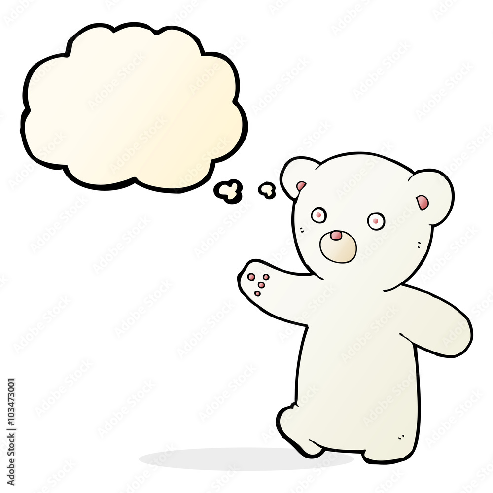 cartoon polar bear cub with thought bubble cartoon polar bear cub with thought bubble