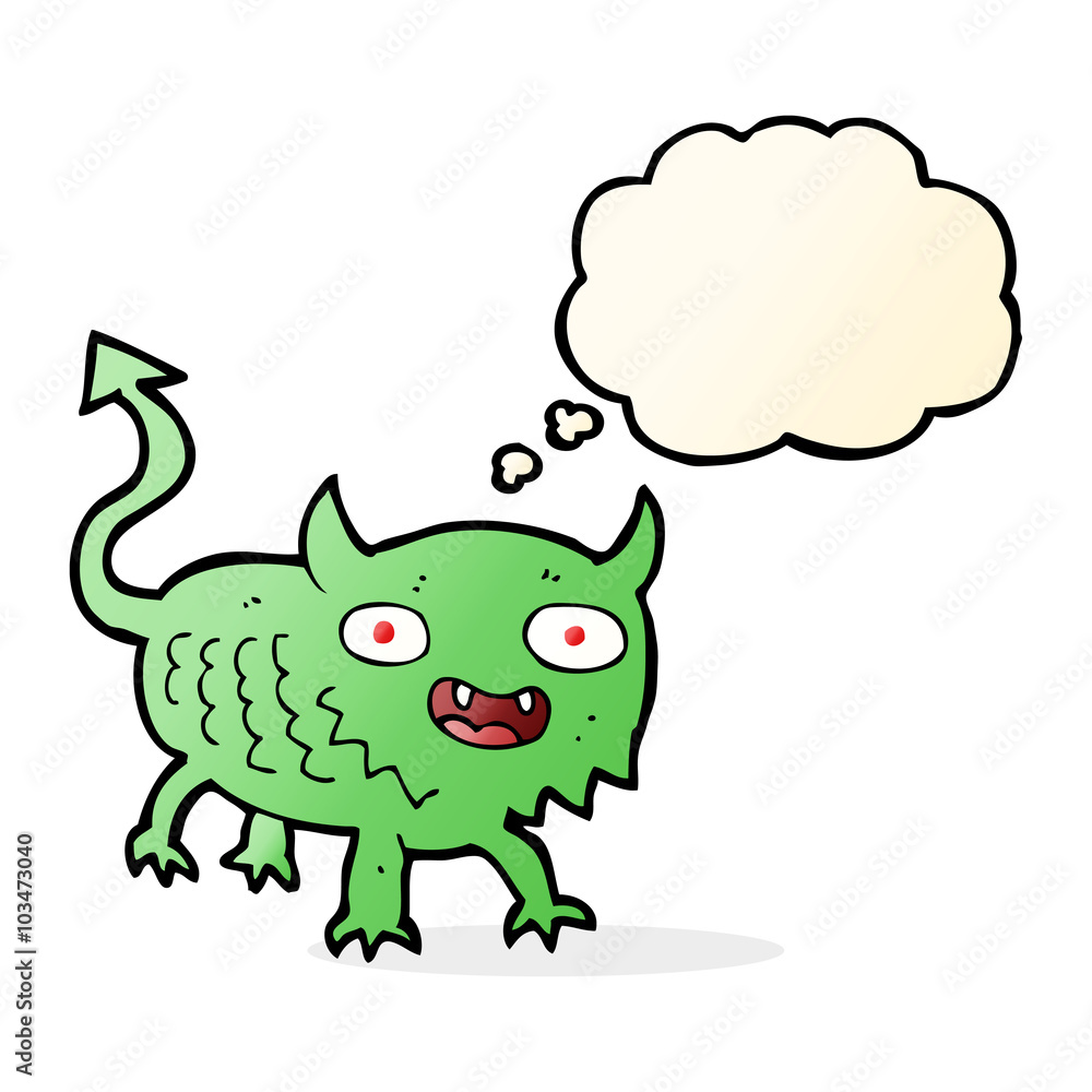 cartoon little demon with thought bubble cartoon little demon with thought bubble