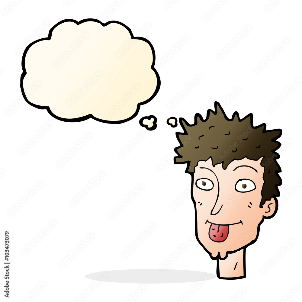 cartoon man sticking out tongue with thought bubble cartoon man sticking out tongue with thought bubble
