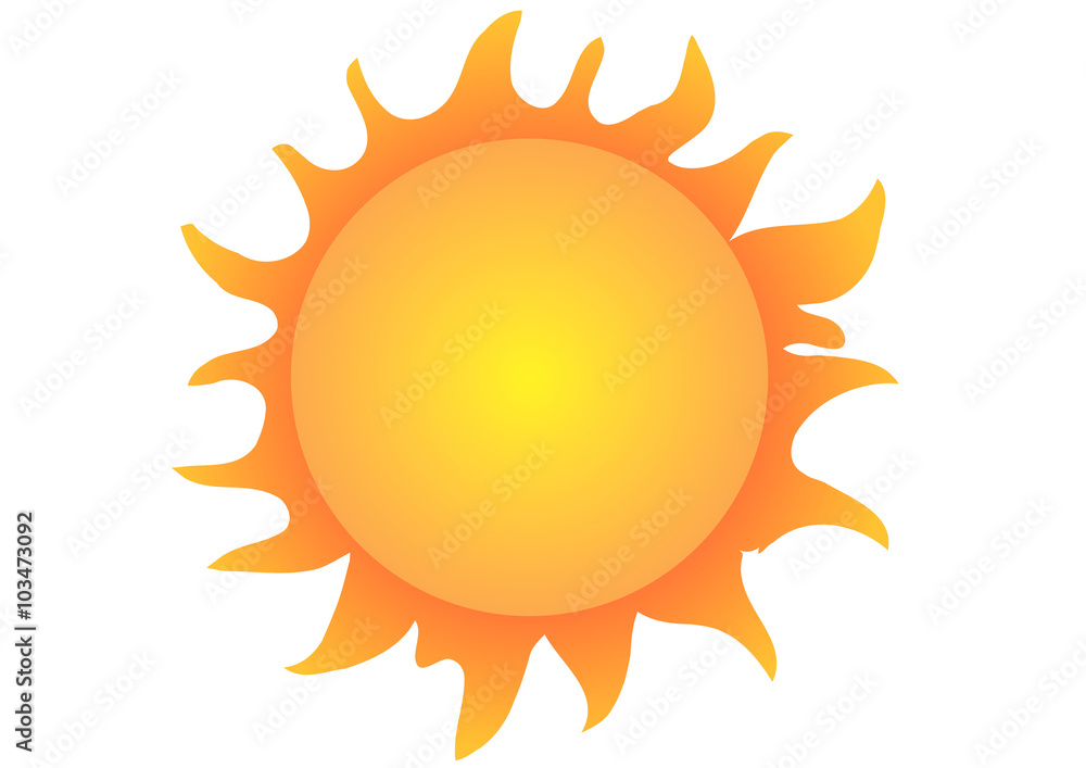 Vector illustration. Sun on white background. Vector illustration. Sun on white background.