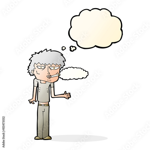 cartoon smoker with thought bubble