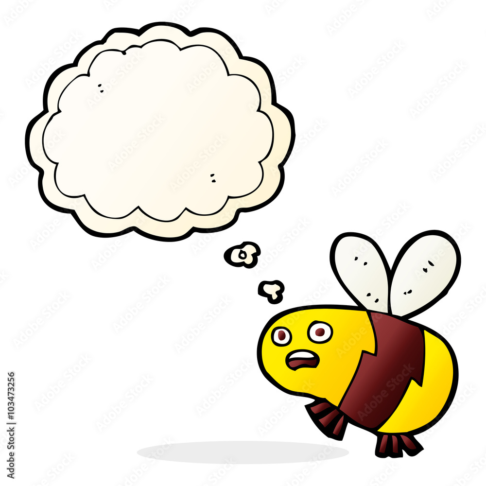 cartoon bee with thought bubble