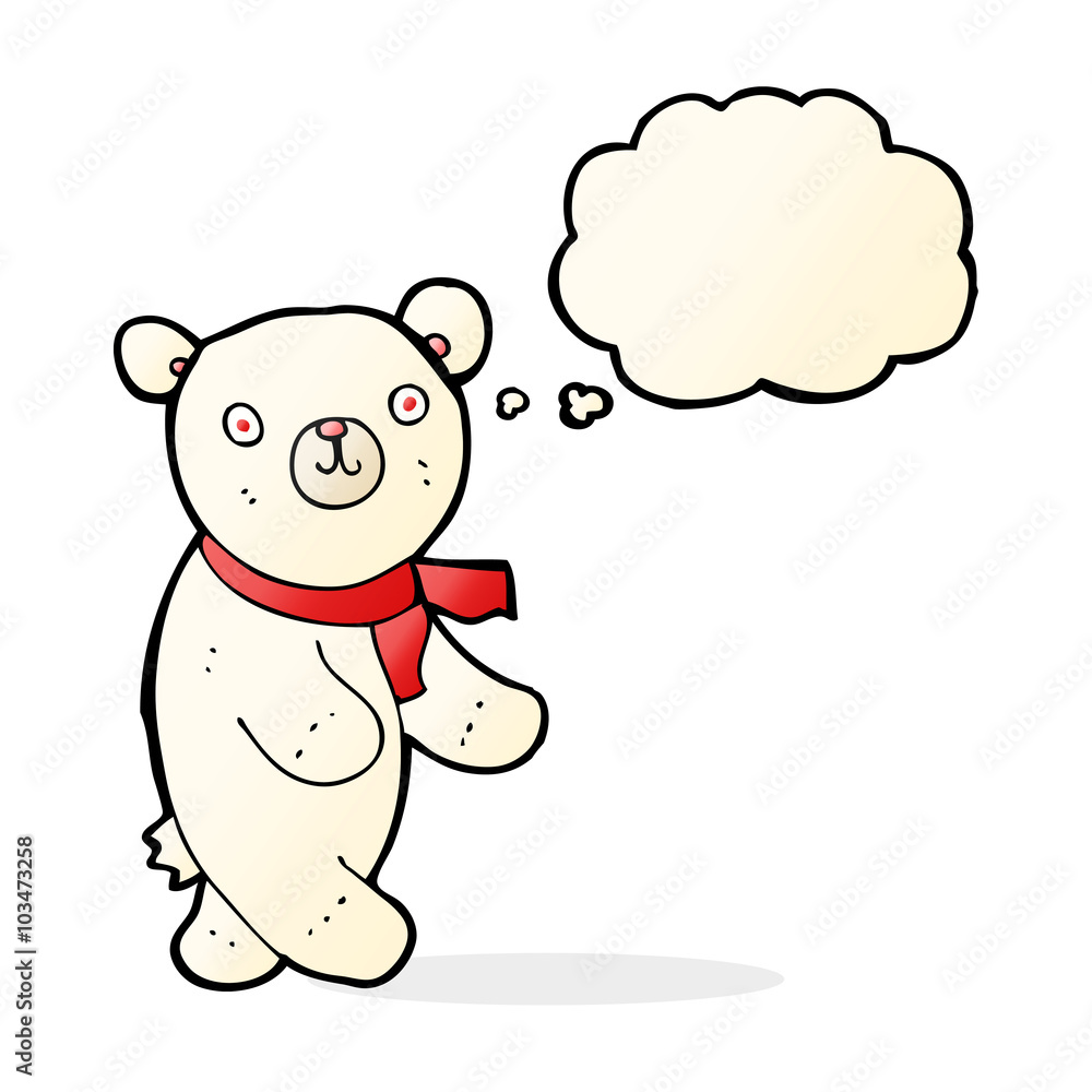 cute cartoon polar teddy bear with thought bubble cute cartoon polar teddy bear with thought bubble