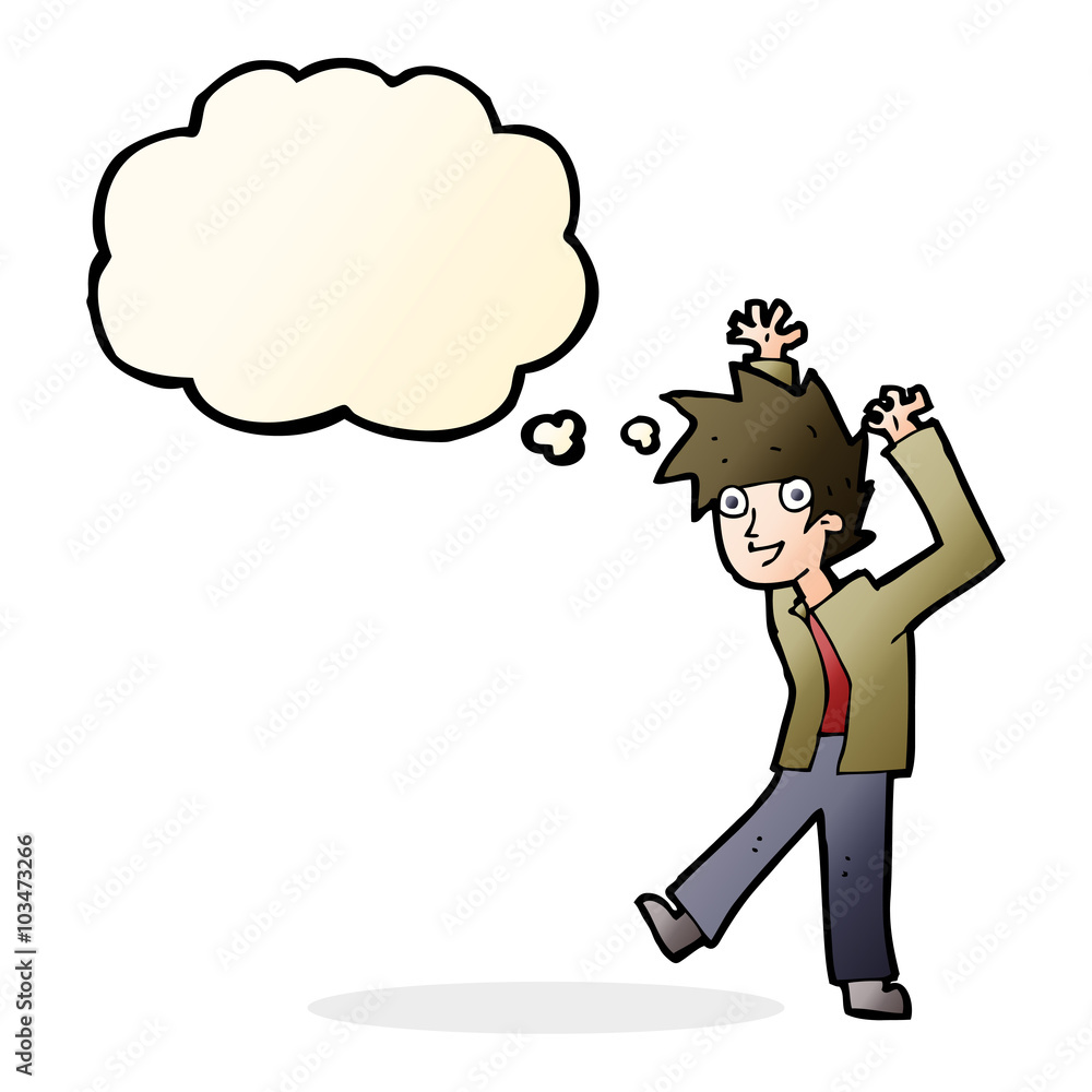 cartoon excited boy with thought bubble cartoon excited boy with thought bubble
