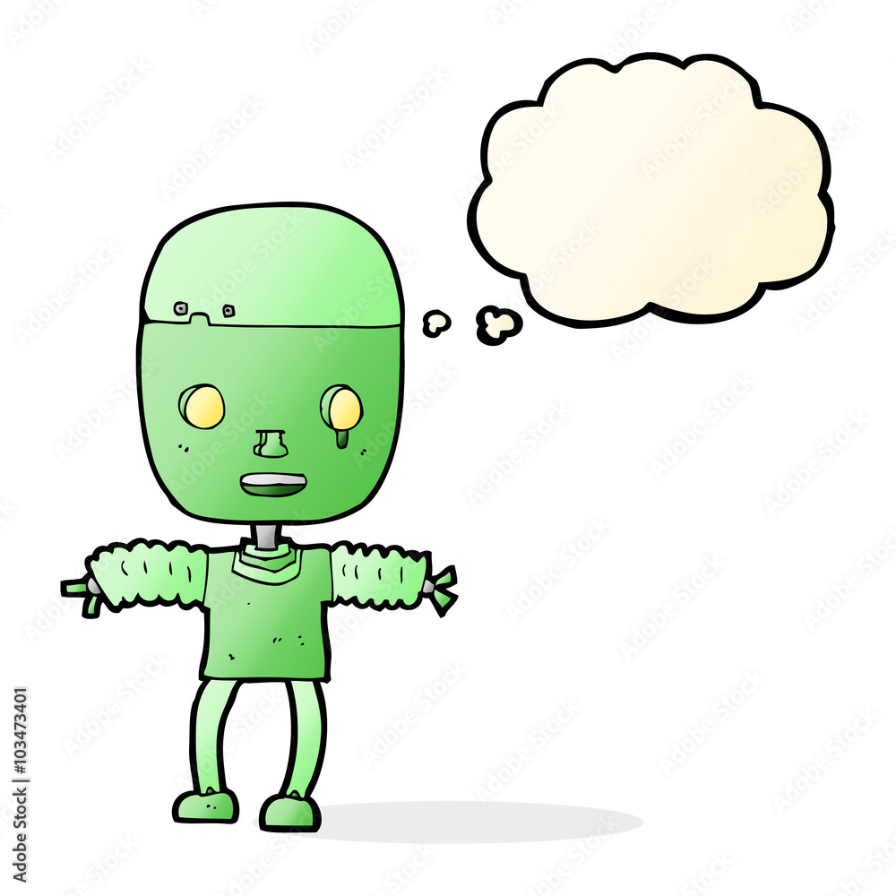 cartoon robot with thought bubble cartoon robot with thought bubble