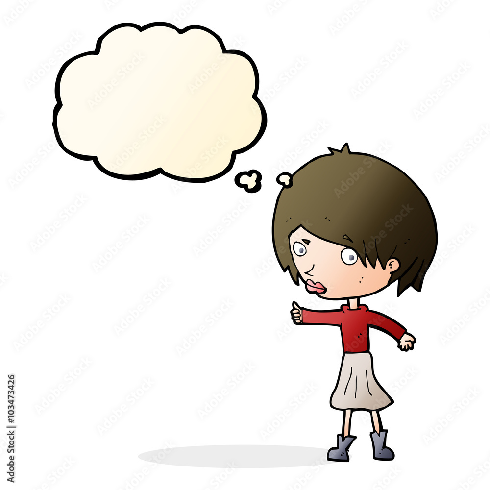 cartoon woman raising eyebrow with thought bubble cartoon woman raising eyebrow with thought bubble