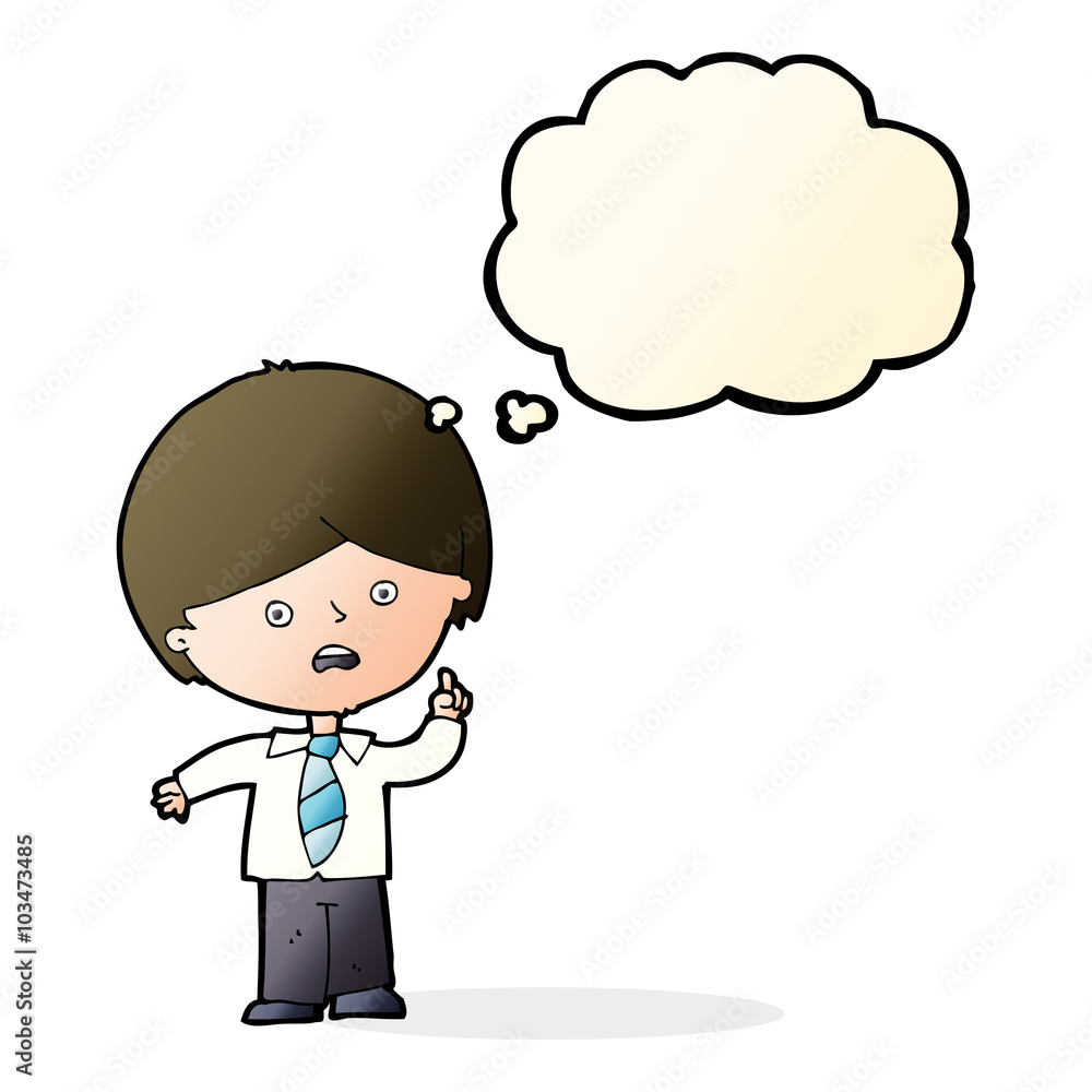 cartoon worried school boy raising hand with thought bubble cartoon worried school boy raising hand with thought bubble