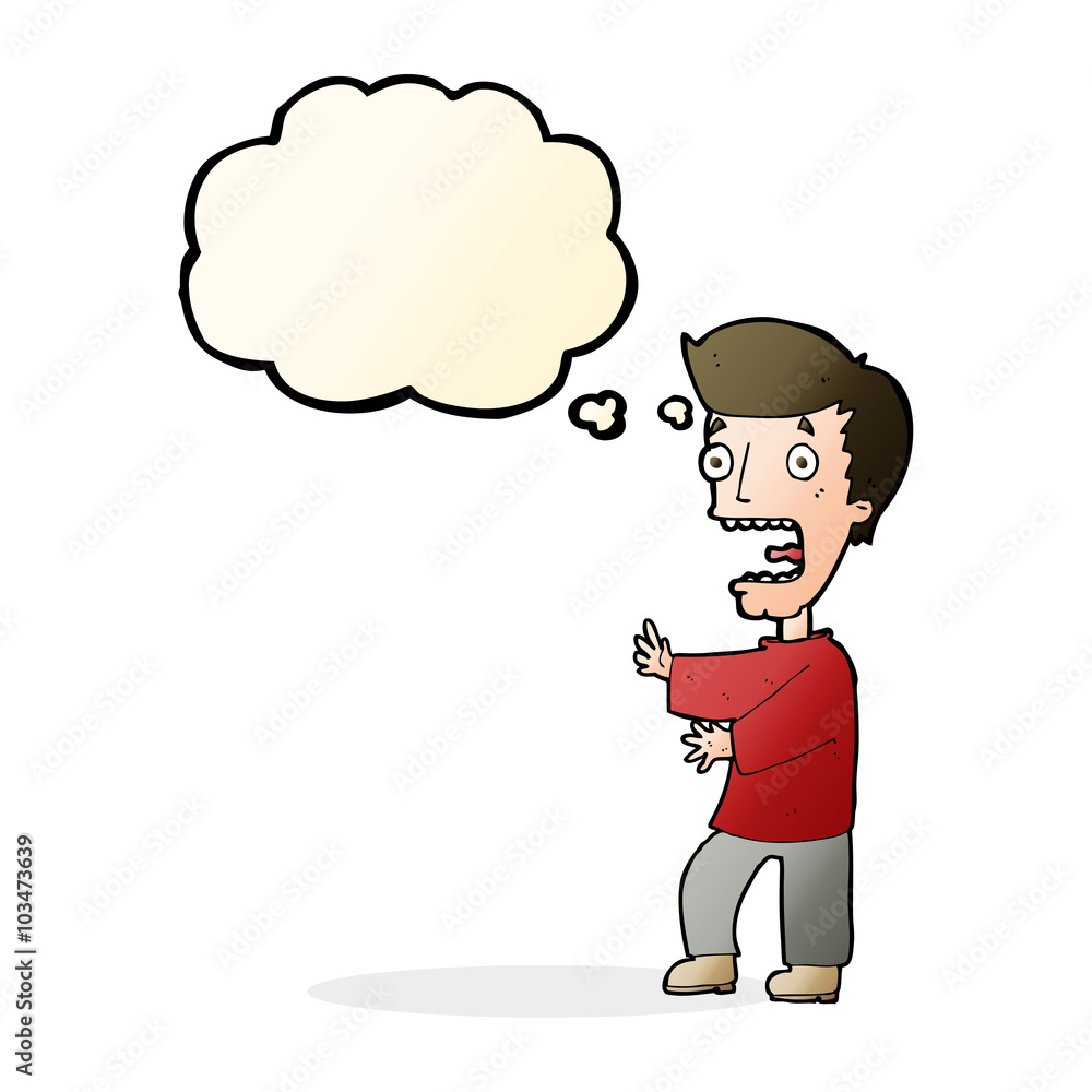 cartoon terrified man with thought bubble cartoon terrified man with thought bubble
