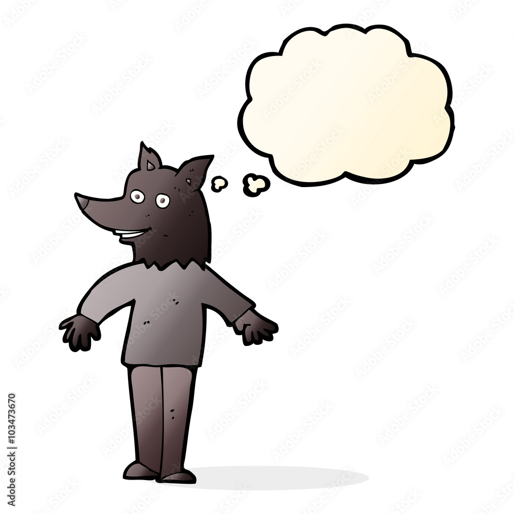 cartoon happy werewolf with thought bubble cartoon happy werewolf with thought bubble