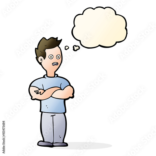 Wallpaper Mural cartoon man with crossed arms with thought bubble Torontodigital.ca