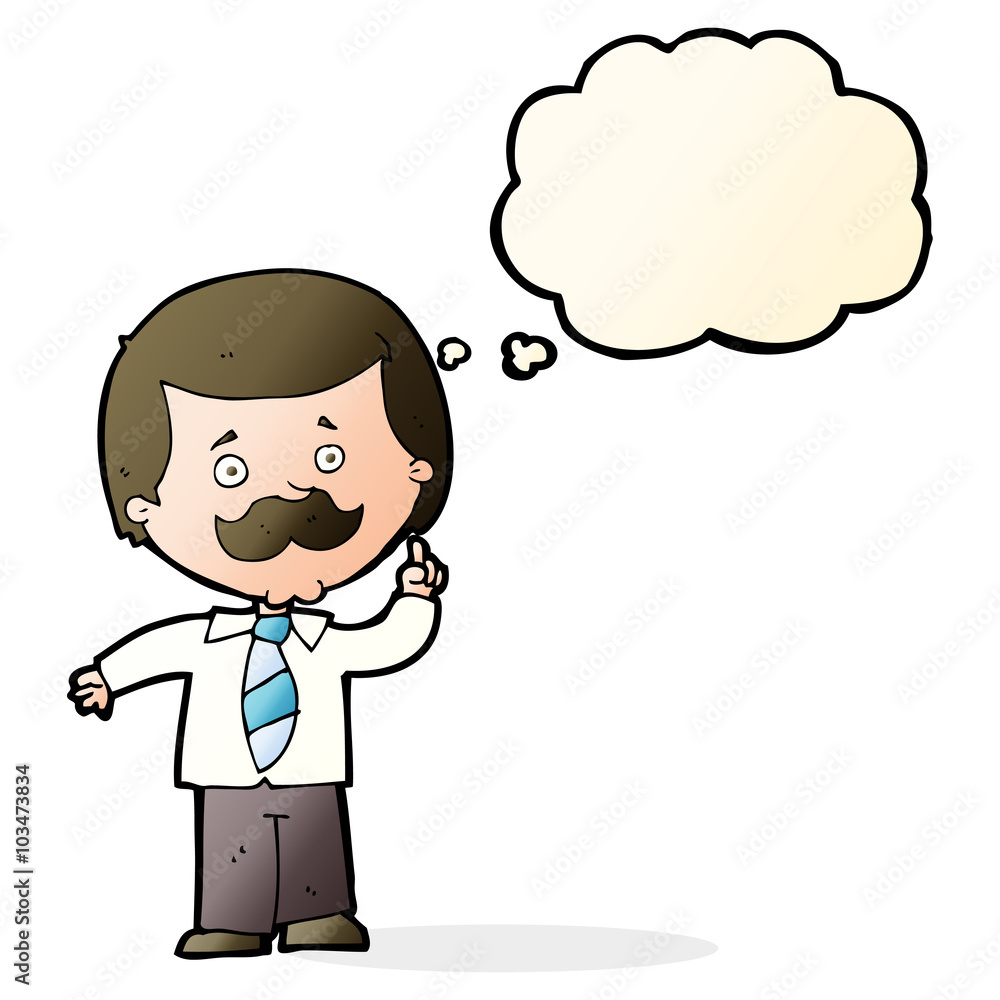 cartoon newsreader man with idea with thought bubble cartoon newsreader man with idea with thought bubble