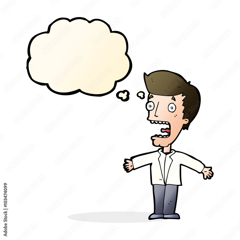 cartoon screaming man with thought bubble cartoon screaming man with thought bubble