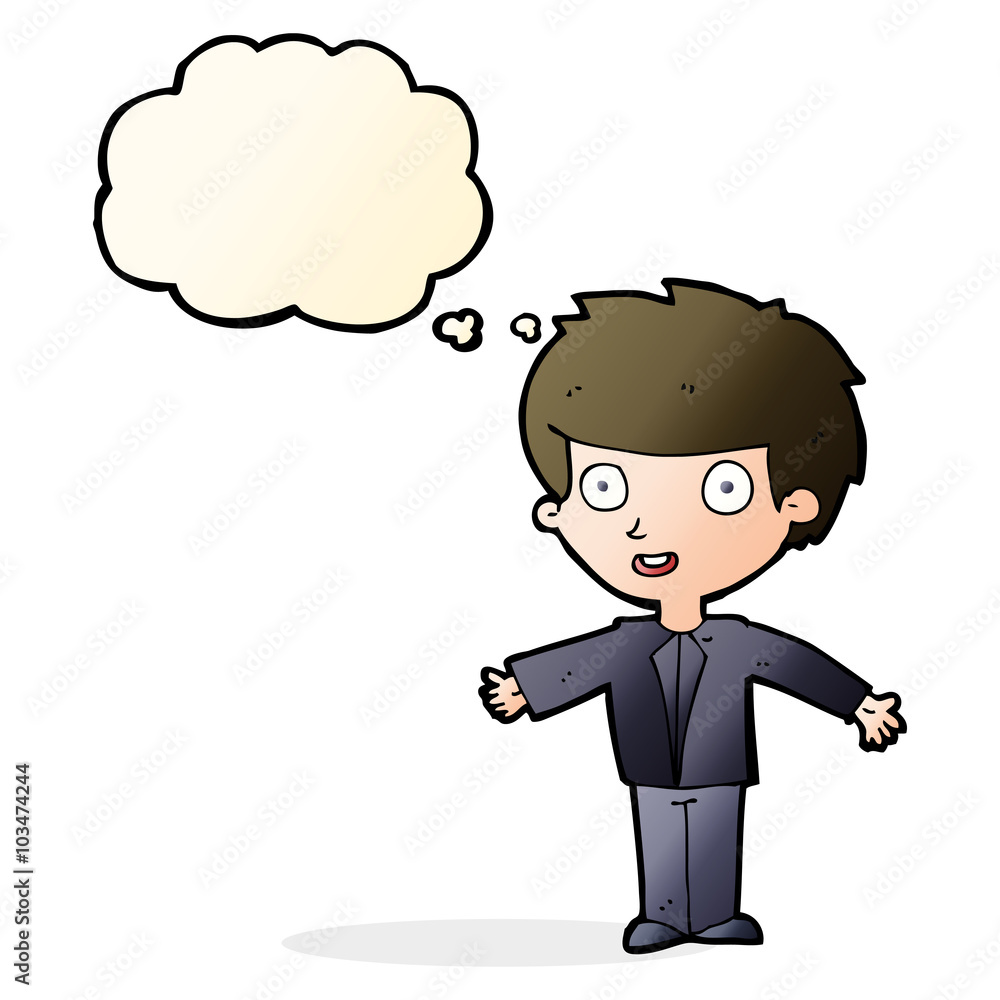 cartoon happy boy with thought bubble cartoon happy boy with thought bubble
