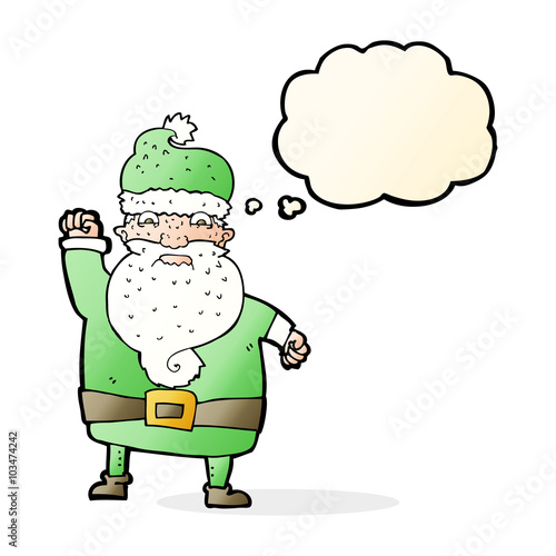 cartoon angry santa claus with thought bubble