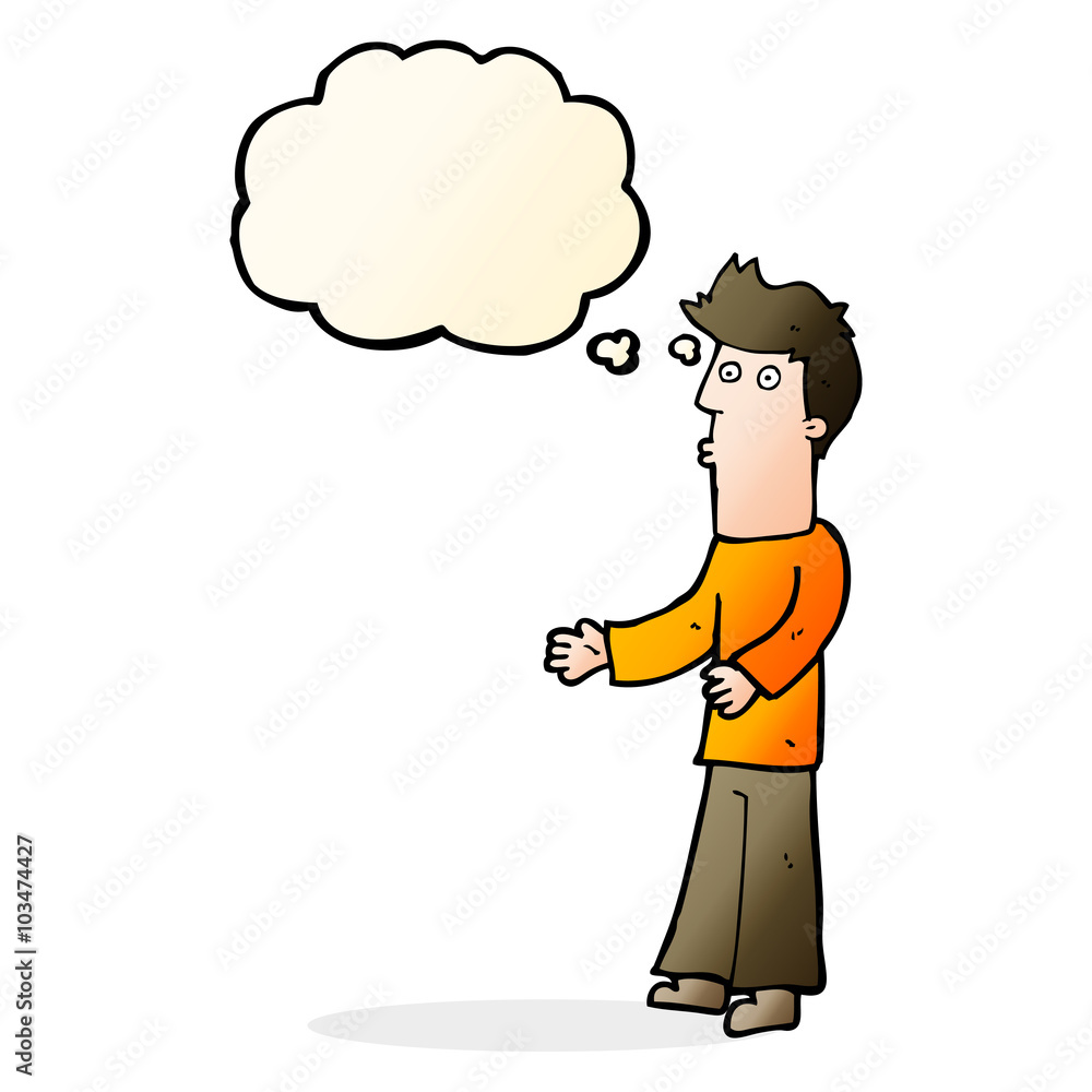 cartoon man explaining with thought bubble cartoon man explaining with thought bubble