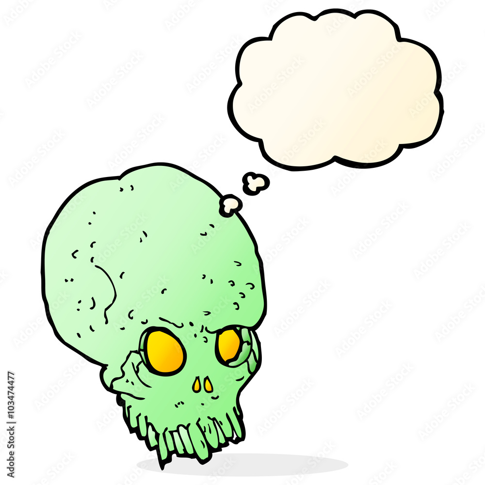 cartoon spooky skull with thought bubble cartoon spooky skull with thought bubble