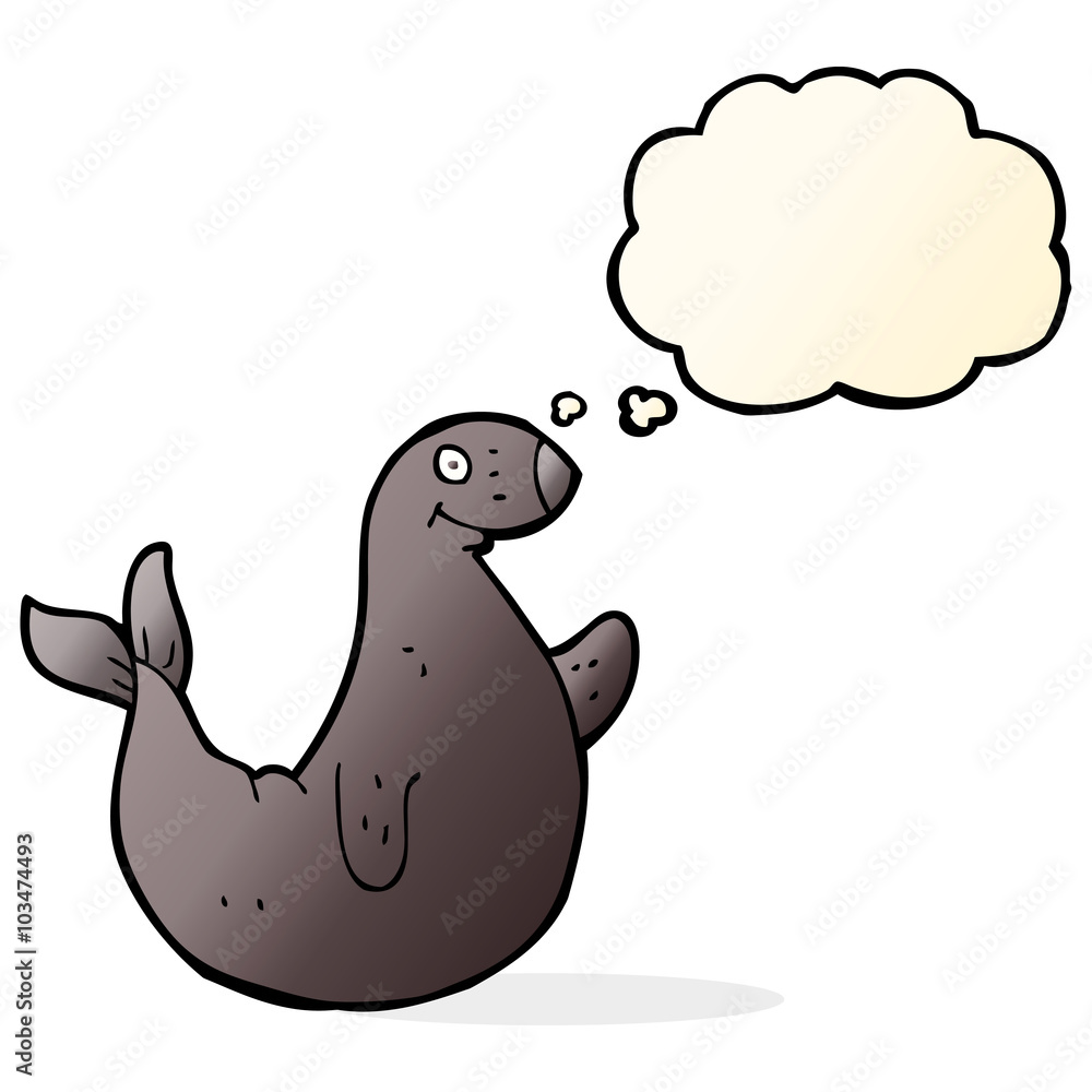 cartoon seal with thought bubble cartoon seal with thought bubble
