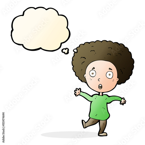 cartoon startled person with thought bubble