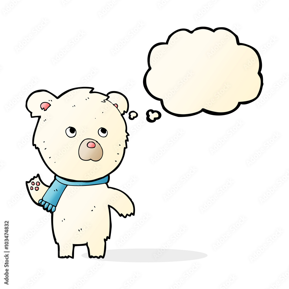 cartoon cute polar bear with thought bubble cartoon cute polar bear with thought bubble