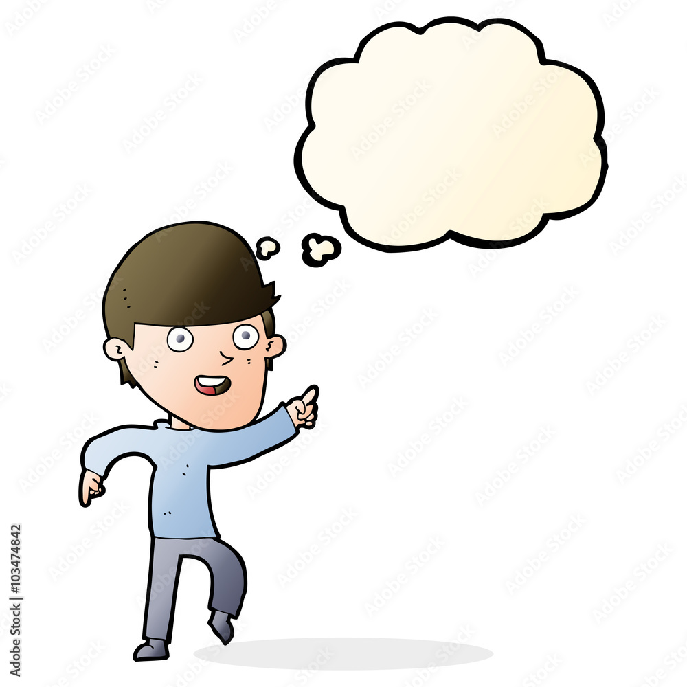 cartoon happy man with thought bubble cartoon happy man with thought bubble