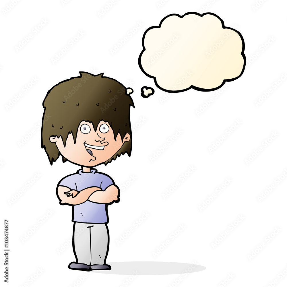 cartoon happy man with thought bubble cartoon happy man with thought bubble