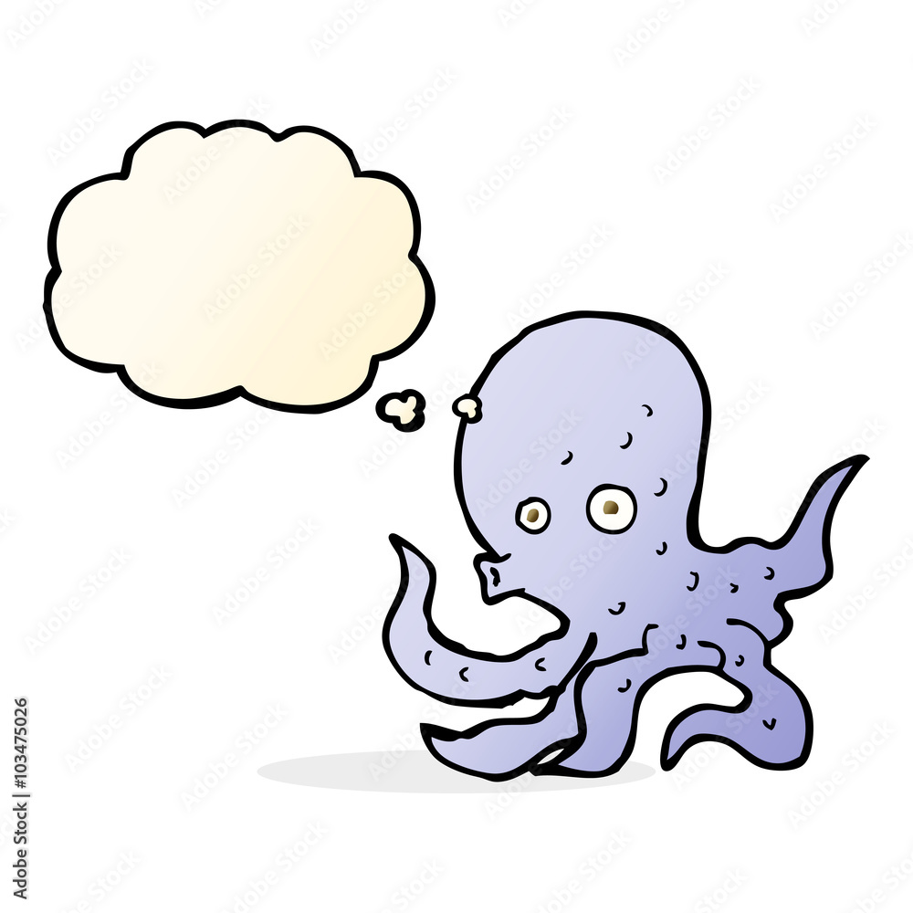 cartoon octopus with thought bubble cartoon octopus with thought bubble