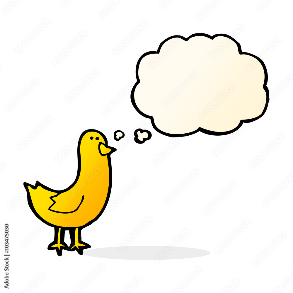 cartoon bird with thought bubble cartoon bird with thought bubble