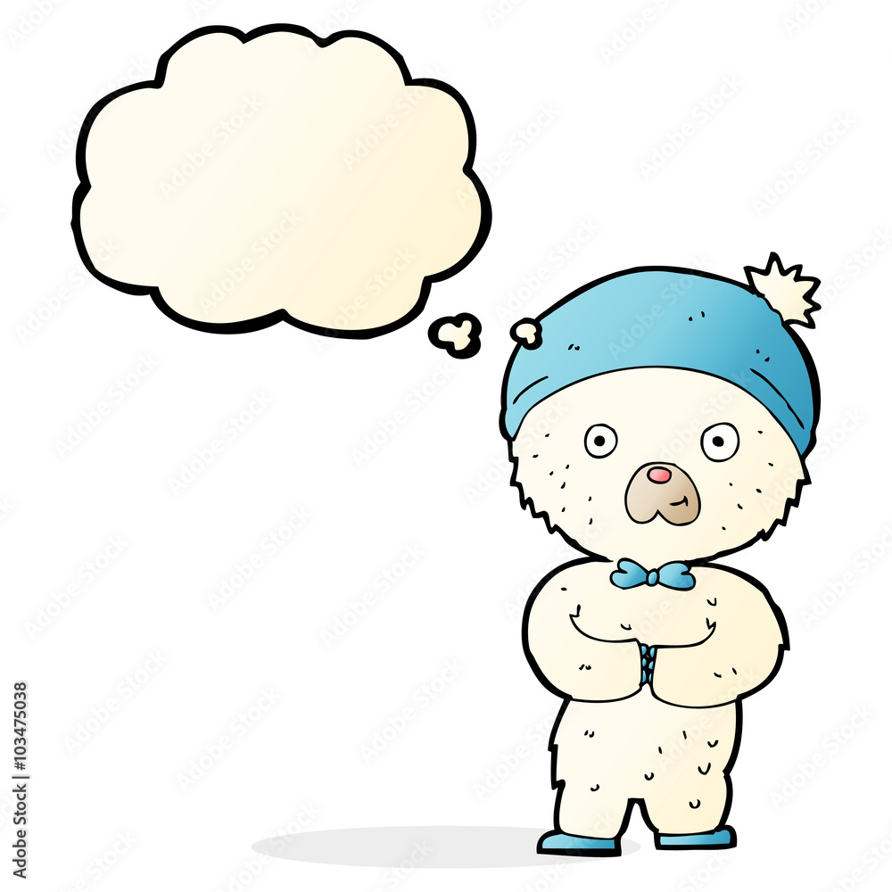 cartoon little polar bear with thought bubble cartoon little polar bear with thought bubble