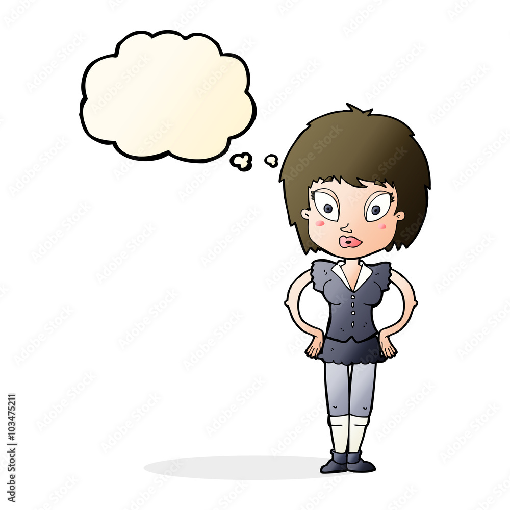 cartoon pretty girl with thought bubble cartoon pretty girl with thought bubble