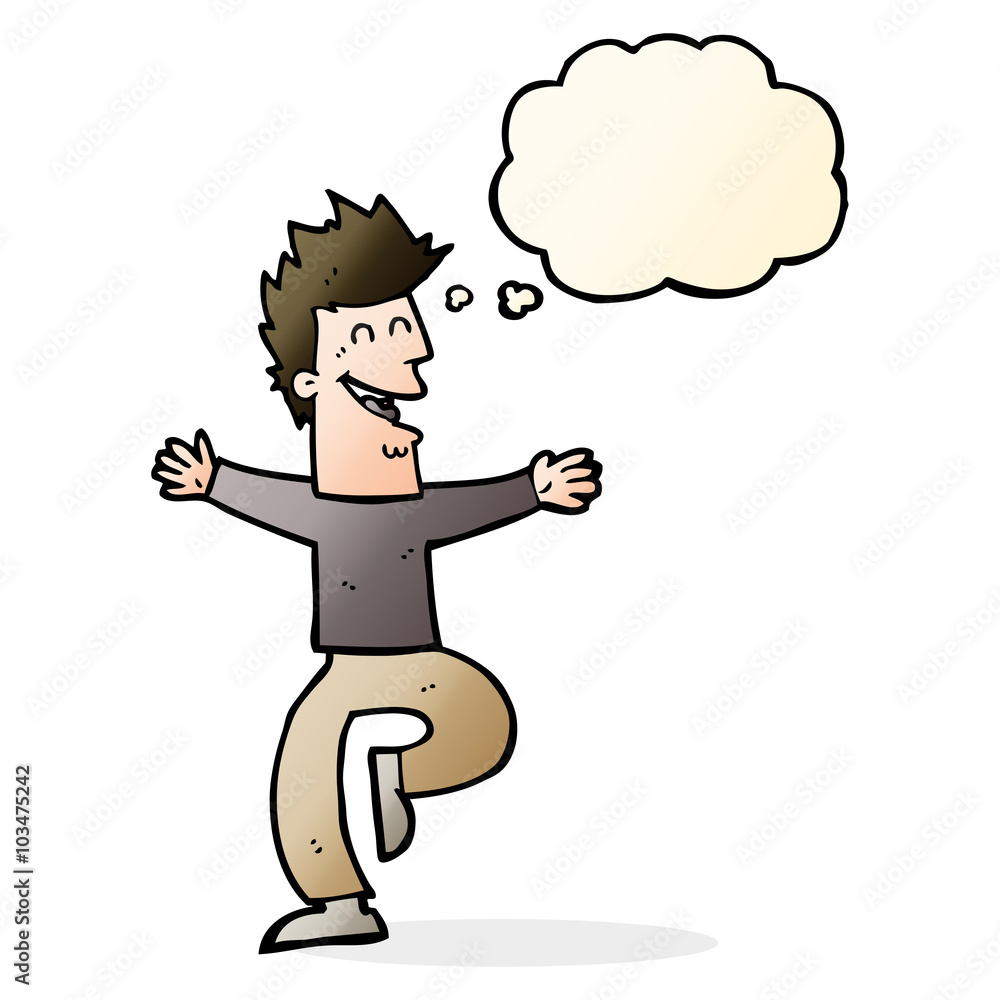 cartoon laughing man with thought bubble cartoon laughing man with thought bubble
