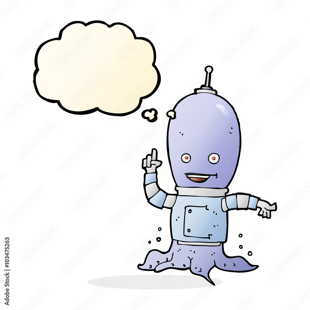 cartoon alien spaceman with thought bubble cartoon alien spaceman with thought bubble